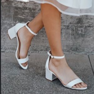 Lulus white satin block heels